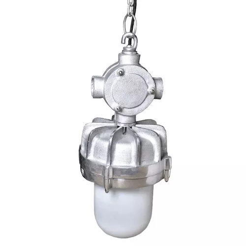 Hängelampe 24x24x57cm Retro-Weiß-Silber-Metall