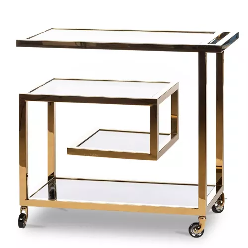 Payaa Barwagen Brodie goldfarben 83x42x78cm mit schwarzem Glas (111432)