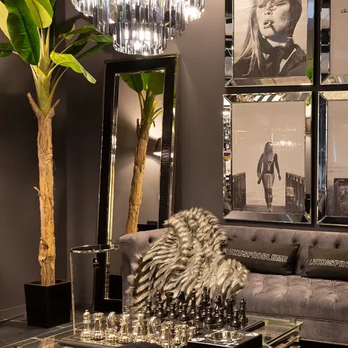 Payaa Spiegel 200x70x4cm Schwarzes Alligatorleder (110817)