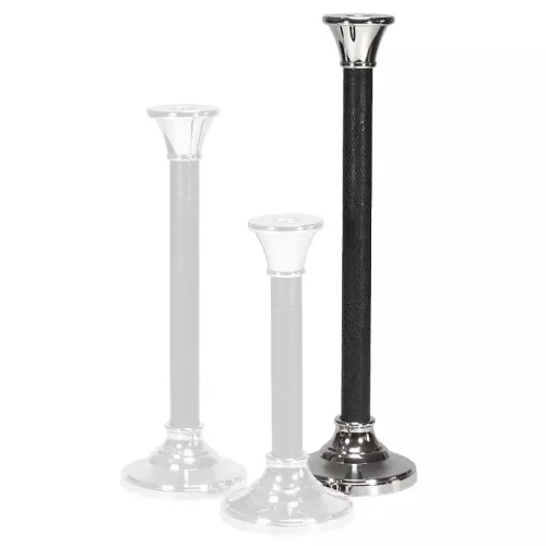 Kerzenhalter Carlow 12x12x43cm Groß Silber und Schwarz