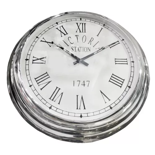 Wanduhr 62x62x9cm Victoria Station silber rund
