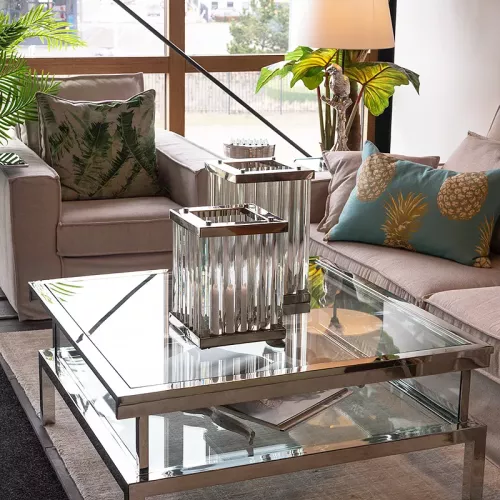 Payaa Laternenlicht 25x25x40cm Art Deco groß quadratisch Silber (107888)