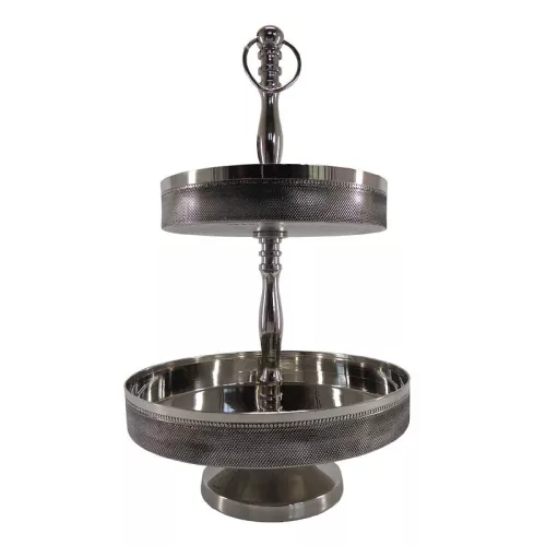 Etagere 2-lagig Aurora 25x25x42cm silber