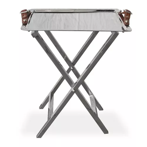 Tablett auf Ständer, 46 x 37 x 60 cm, mit Ledergriffen