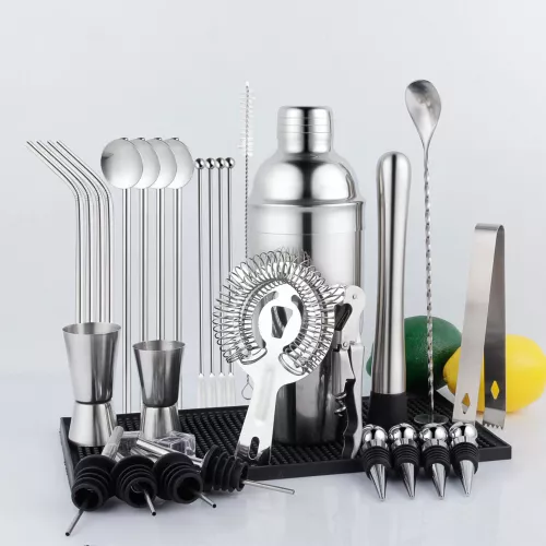 Payaa 30-teiliges Cocktail-Shaker-Set aus Edelstahl, 750-ml-Shaker mit um 360° drehbarem Acrylboden (8052025)