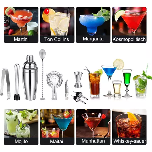 Payaa 30-teiliges Cocktail-Shaker-Set aus Edelstahl, 750-ml-Shaker mit um 360° drehbarem Acrylboden (8052025)
